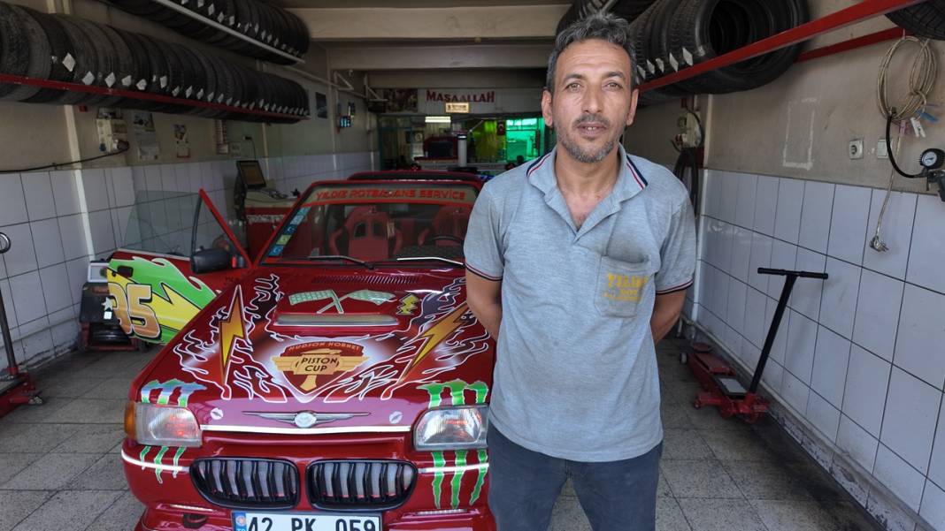 Konya'da rot balans ustası, aracını Şimşek McQueen'e dönüştürdü 3